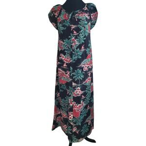 Vintage Hilo Hattie Muumuu Dress Hawaii Floral Maxi M